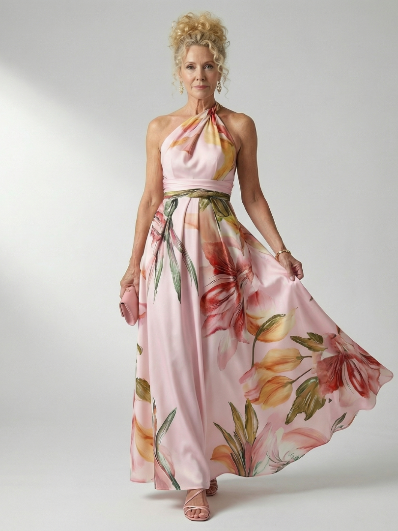 Hannah | Light Floral Sleeveless Summer Maxi Dress