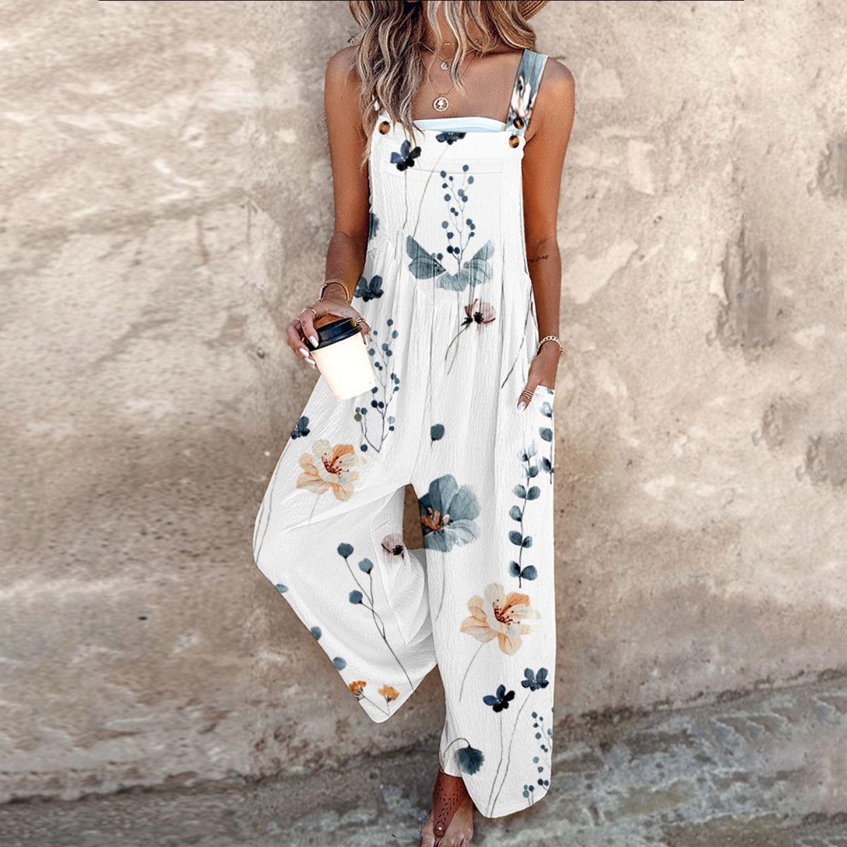 Amandine | Boho Floral Comfort Dungarees