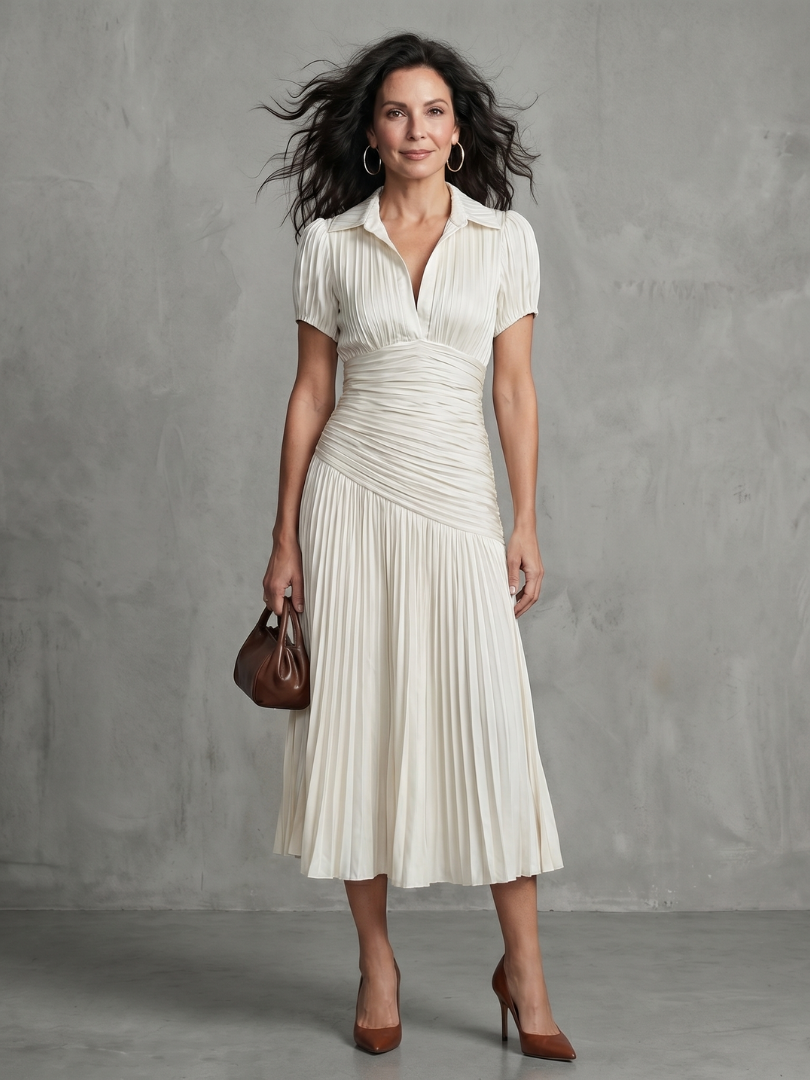 Claire | Midi Dress with Ruched Waist