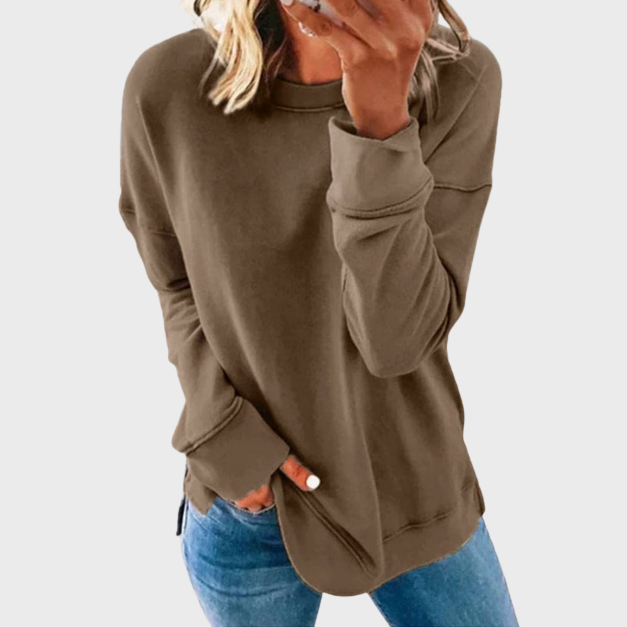 Elizabeta | Light style with a solid colour jumper