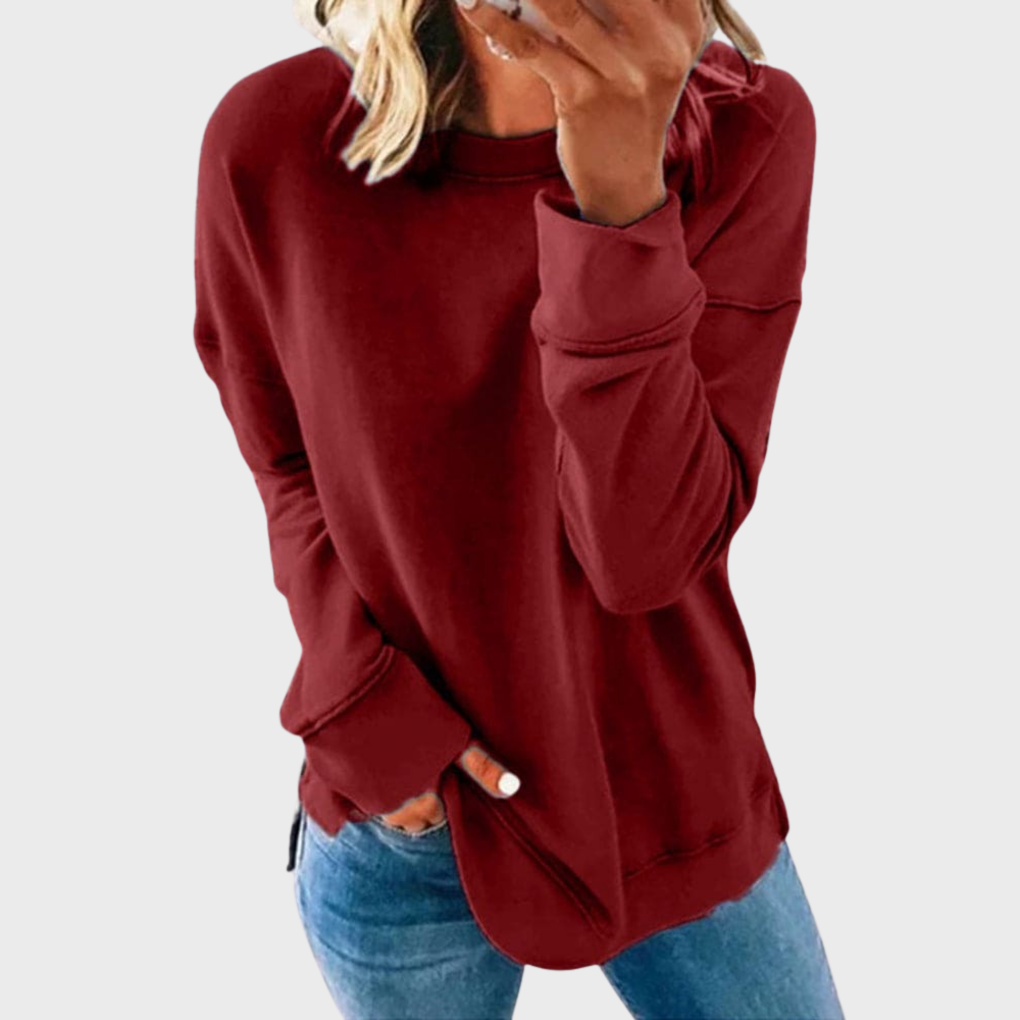 Elizabeta | Light style with a solid colour jumper