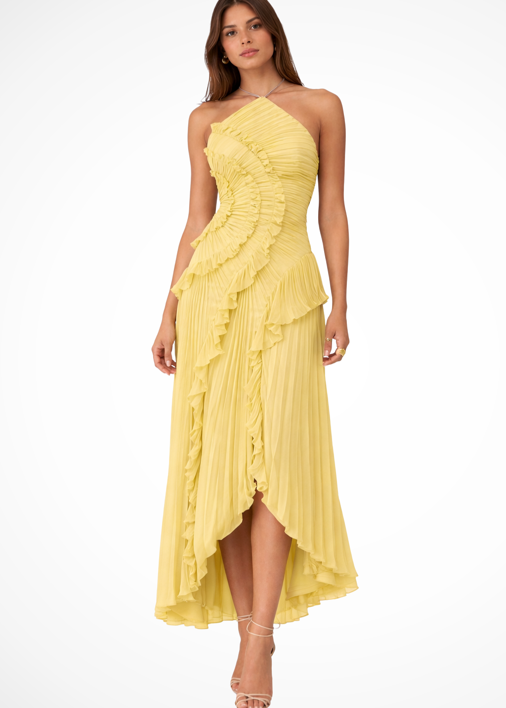 Eliza | Women’s Pleated Ruffled Maxi Wedding Guest Dress