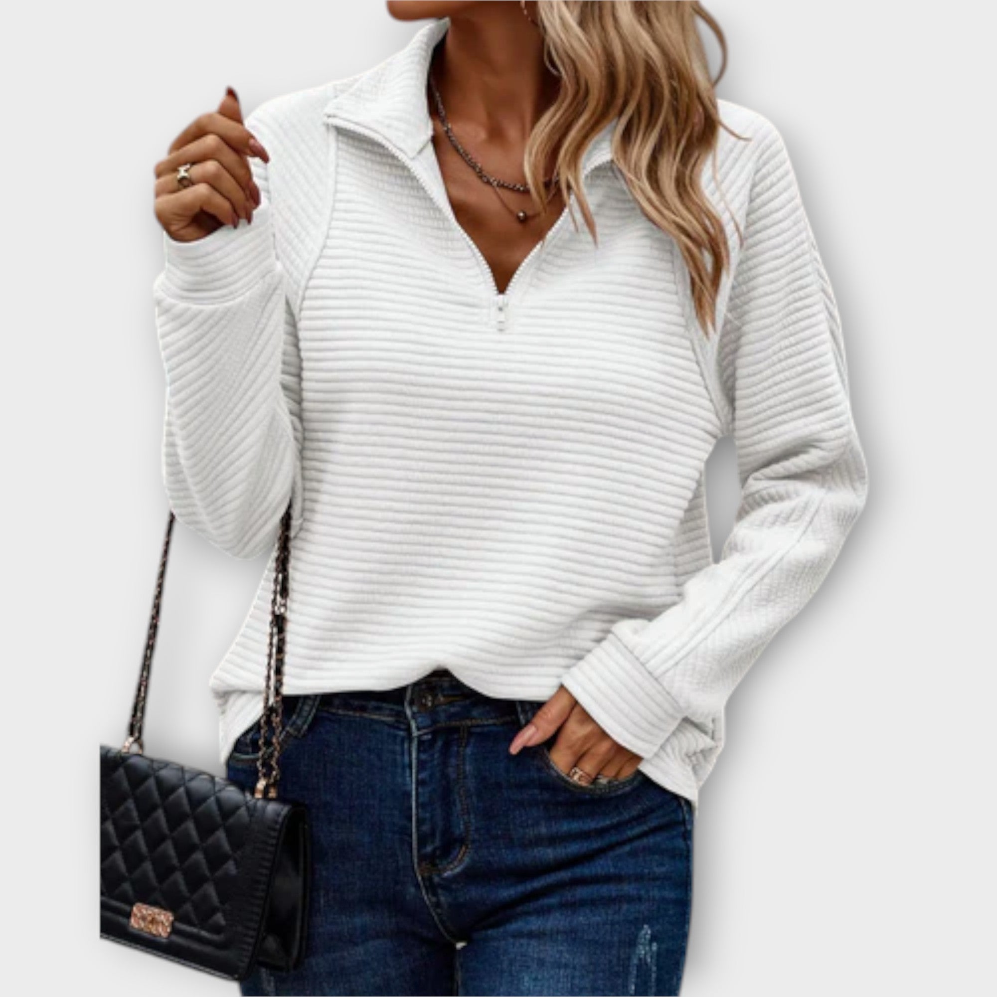 Lenka | Elegant Jumper with Polo Zip