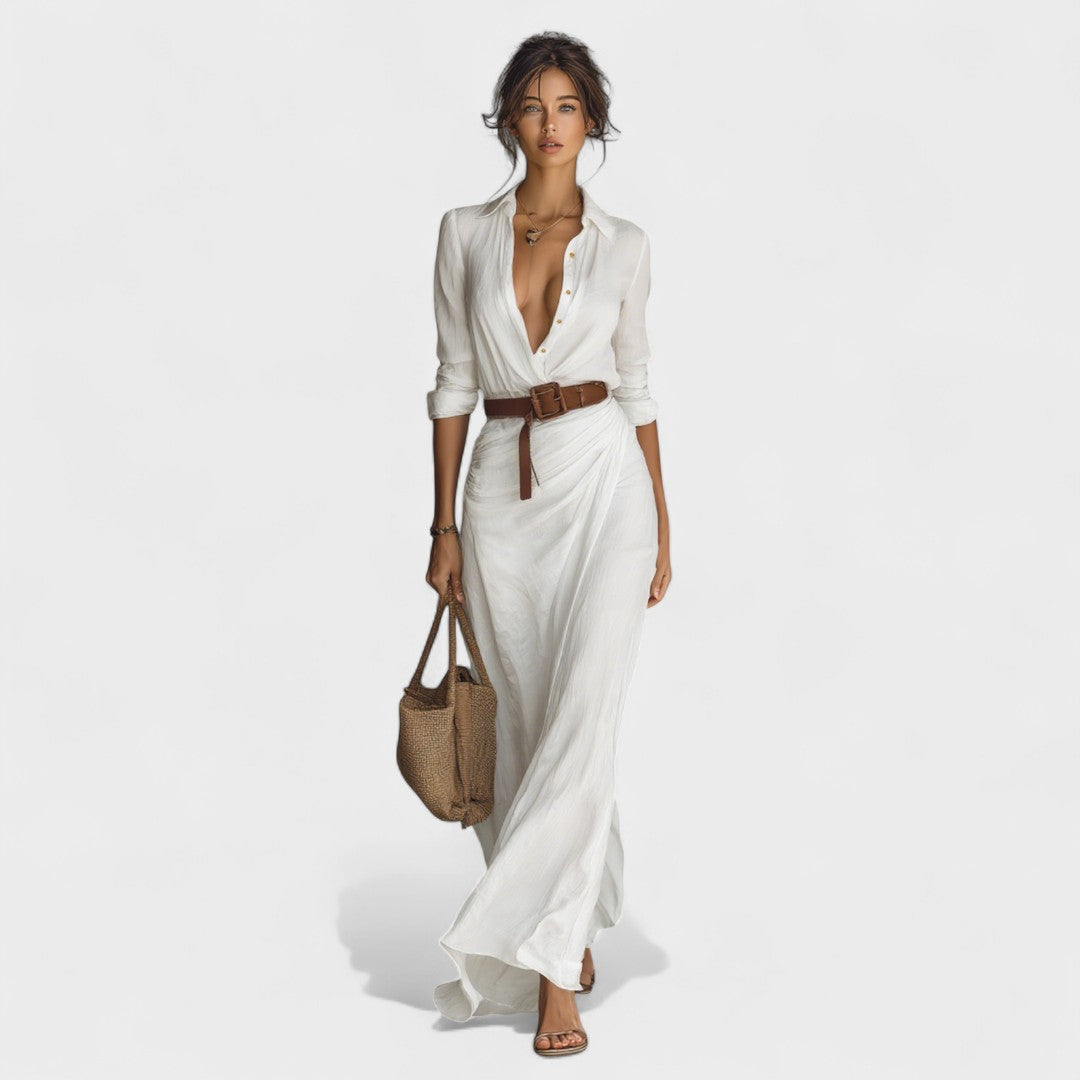 Annabelle | Long Dress with Reversible Collar