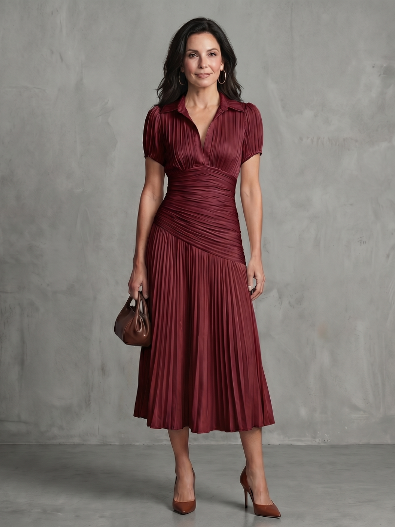 Claire | Midi Dress with Ruched Waist