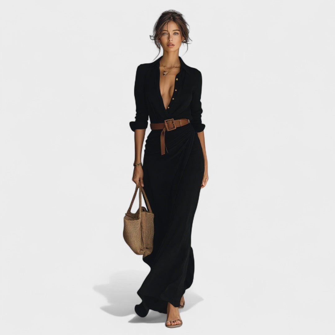 Annabelle | Long Dress with Reversible Collar