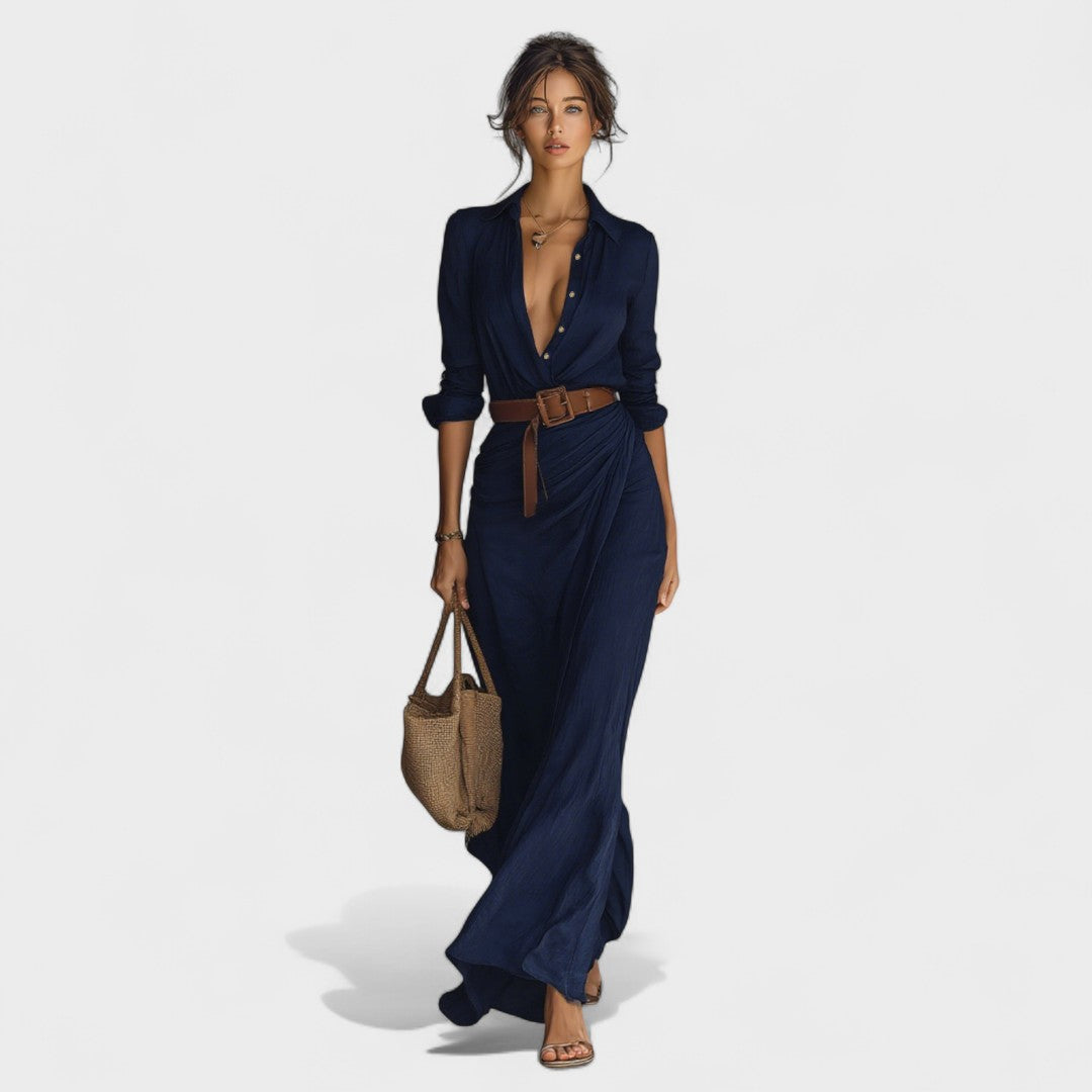 Annabelle | Long Dress with Reversible Collar