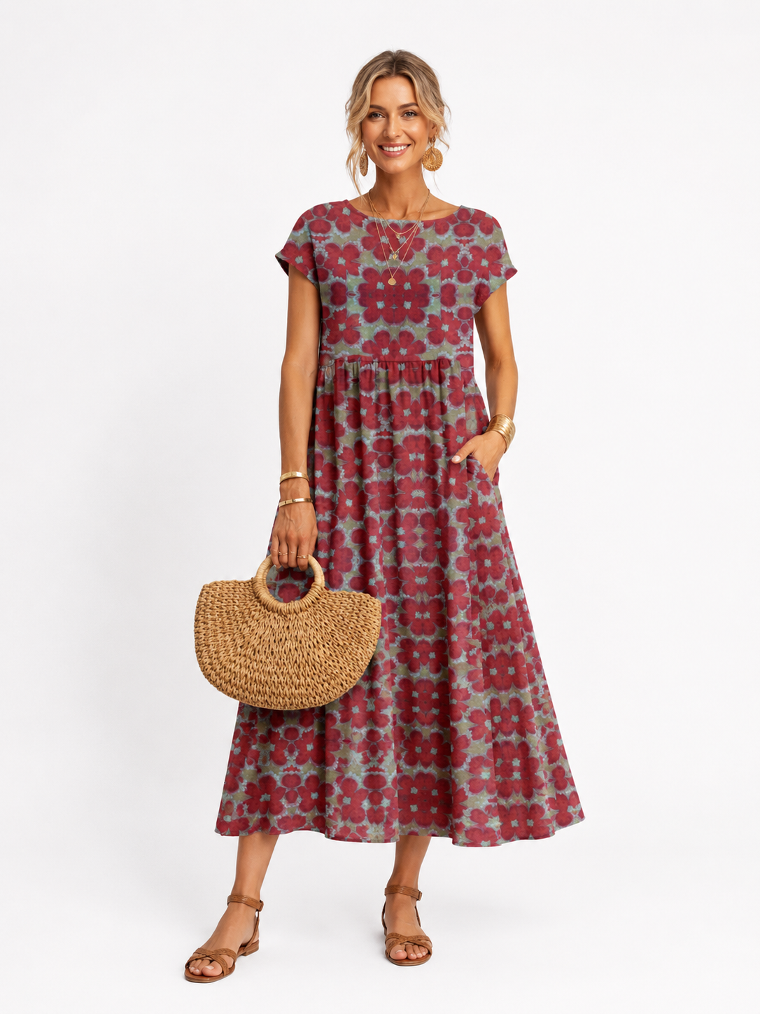 Florene | Short Sleeve Holiday Summer Dress