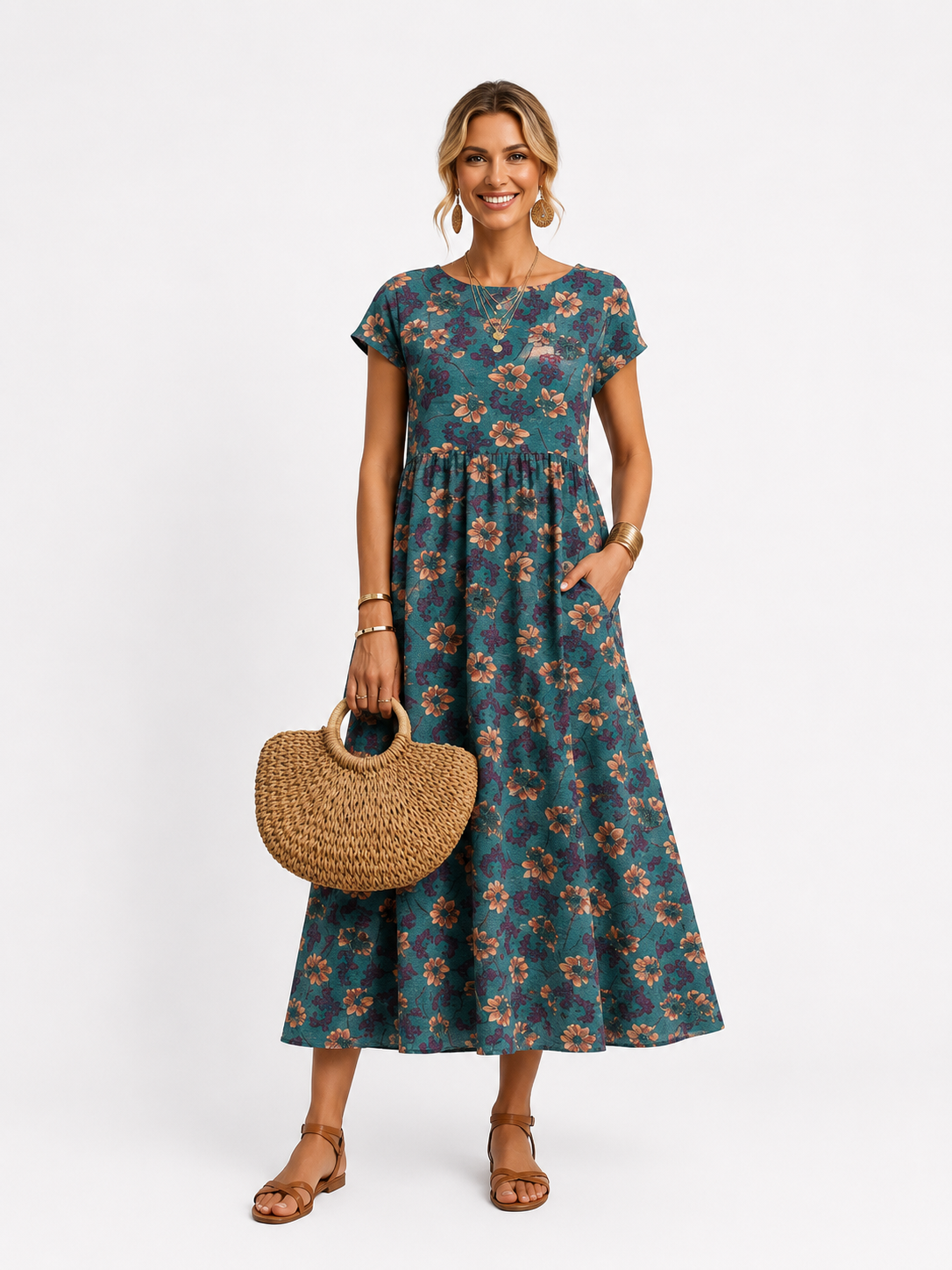 Florene | Short Sleeve Holiday Summer Dress