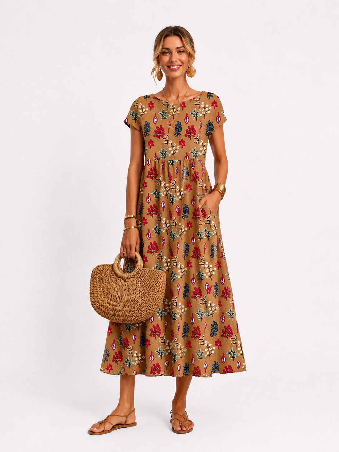 Florene | Short Sleeve Holiday Summer Dress
