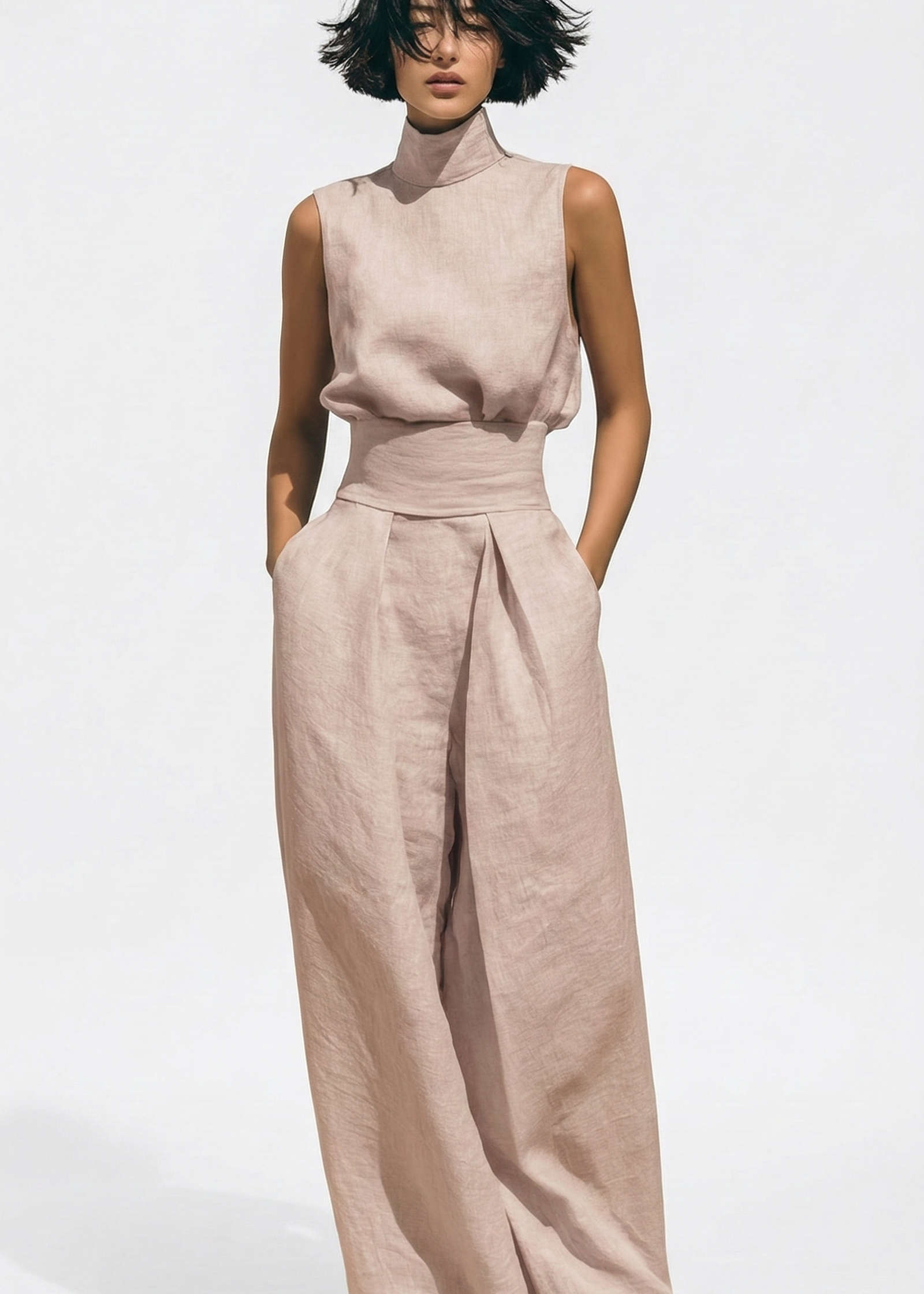 Sophie | Premium Set with High Neck and Wide Leg Trousers
