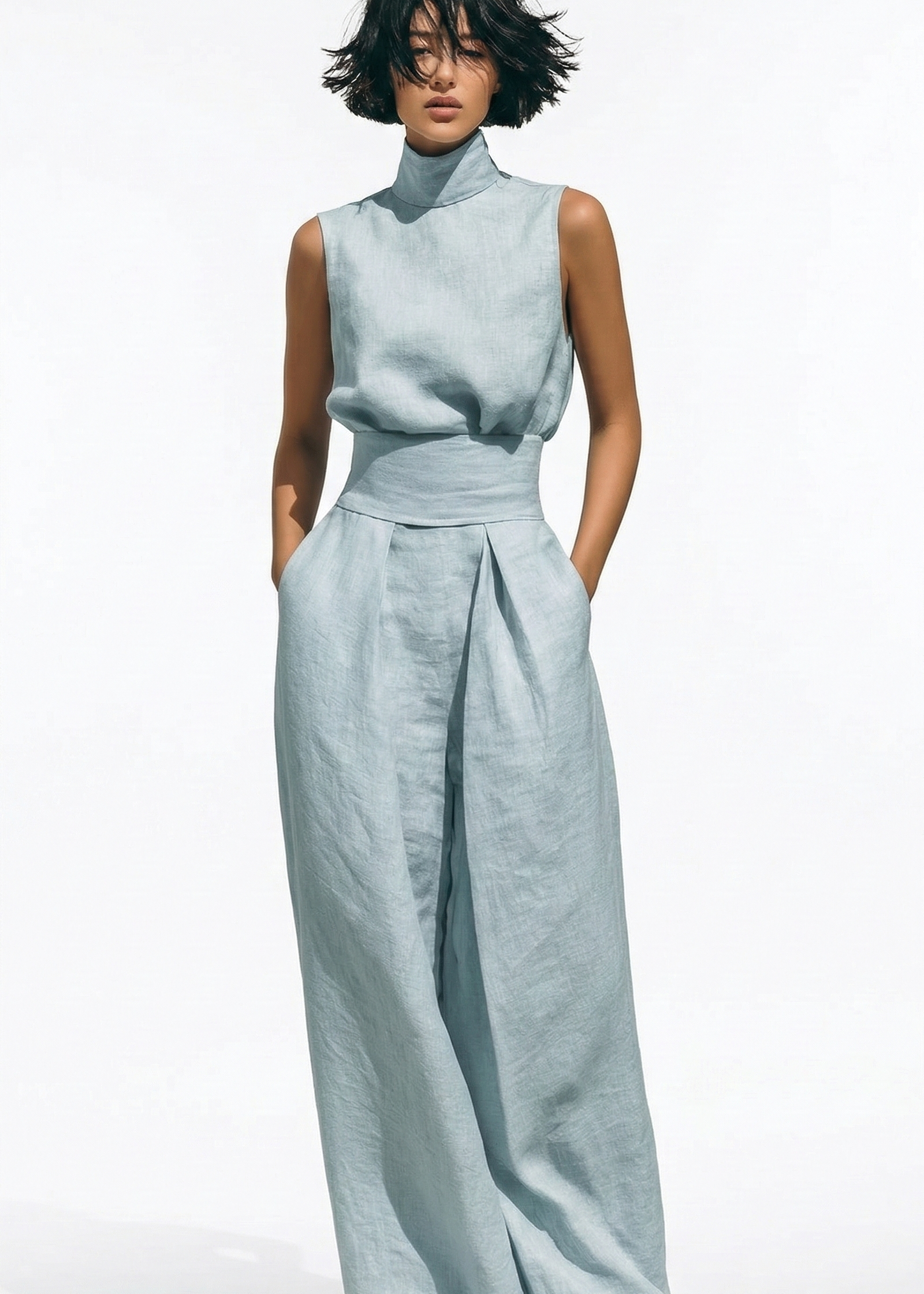 Sophie | Premium Set with High Neck and Wide Leg Trousers