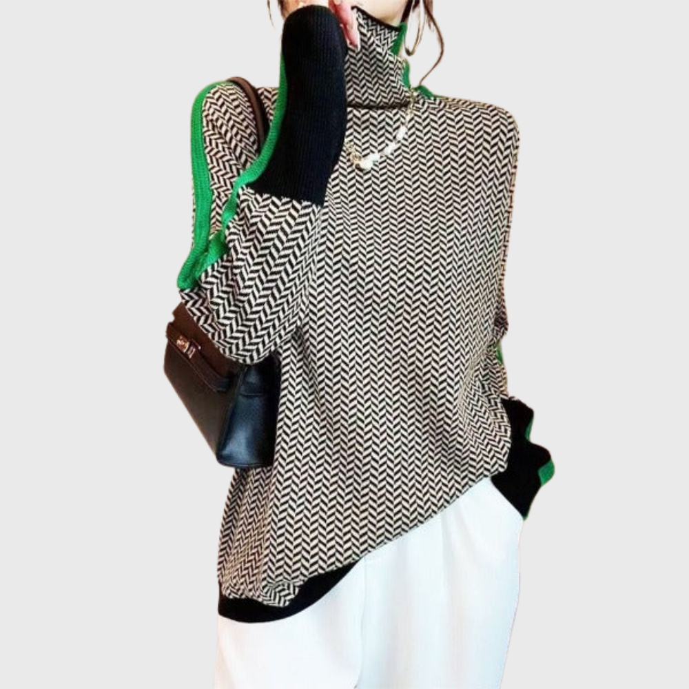 Kinga | Striped jumper with an elegant roll neck