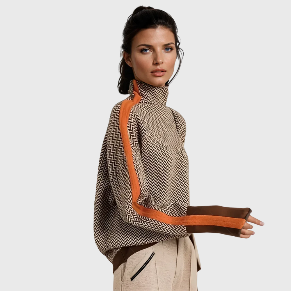 Kinga | Striped jumper with an elegant roll neck