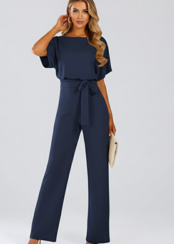 Mia | Women’s Summer Jumpsuit with Belt and Wide Legs