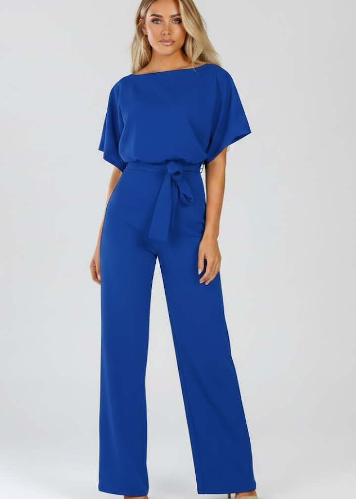Mia | Women’s Summer Jumpsuit with Belt and Wide Legs