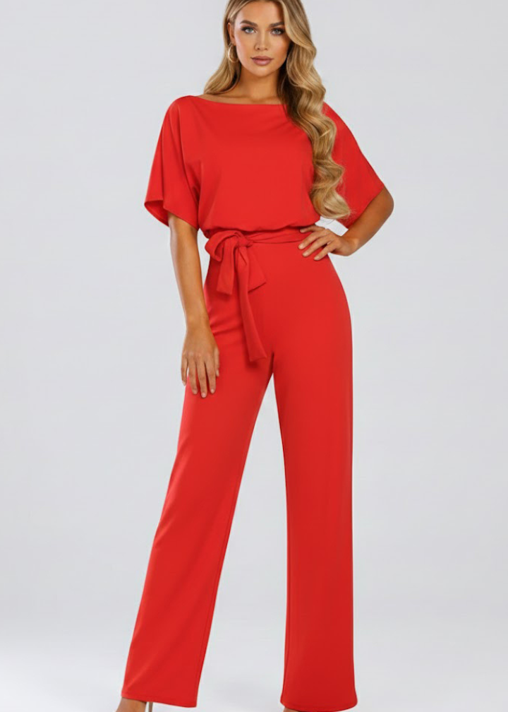 Mia | Women’s Summer Jumpsuit with Belt and Wide Legs