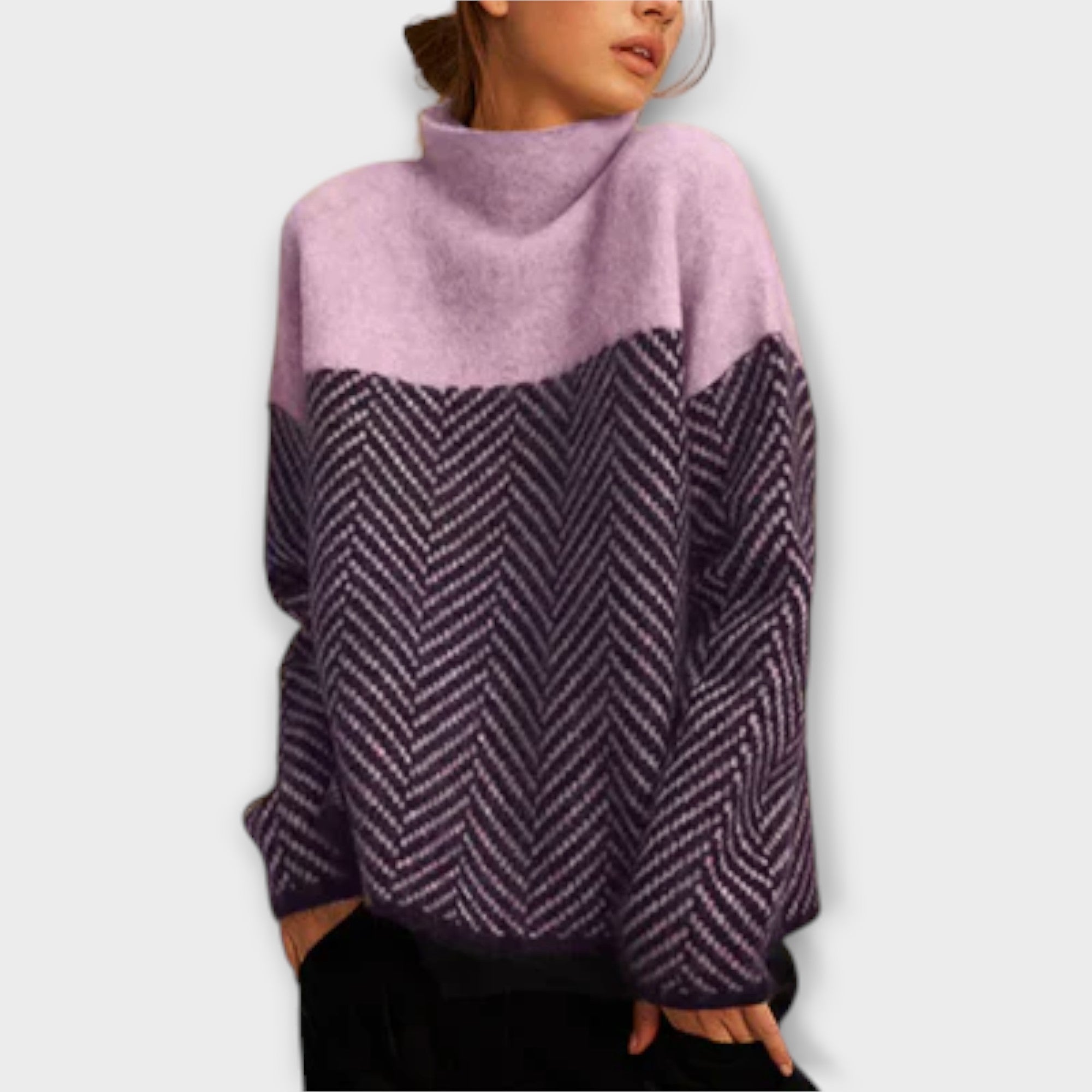 Petra | Elegant women's roll-neck jumper with patterned design