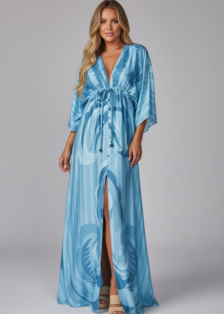Alice | Women’s Maxi Dress with V Neckline and Tie Waist
