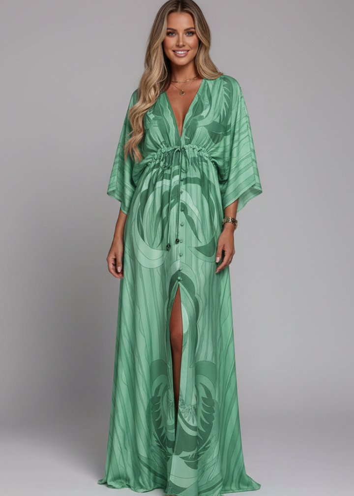 Alice | Women’s Maxi Dress with V Neckline and Tie Waist