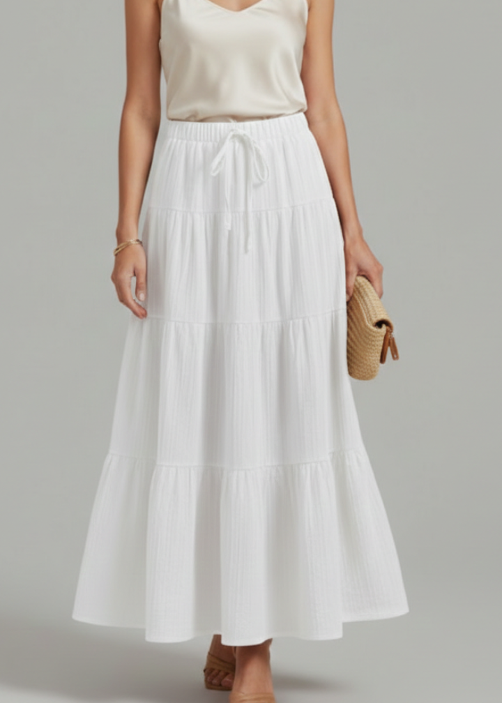 Women’s Maxi Skirt with Elastic Waist and Tiered Panels