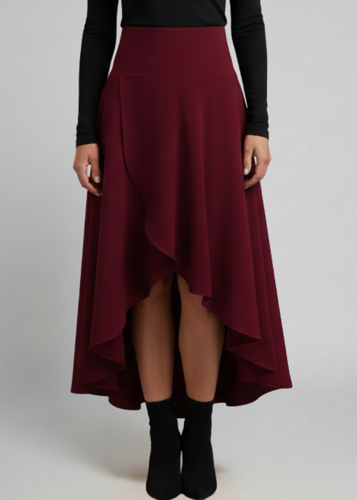 Women’s Midi Skirt with Layered Hem and High Waist
