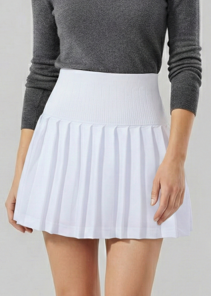 Women’s Mini Skirt with High Waist and Pleated Hem