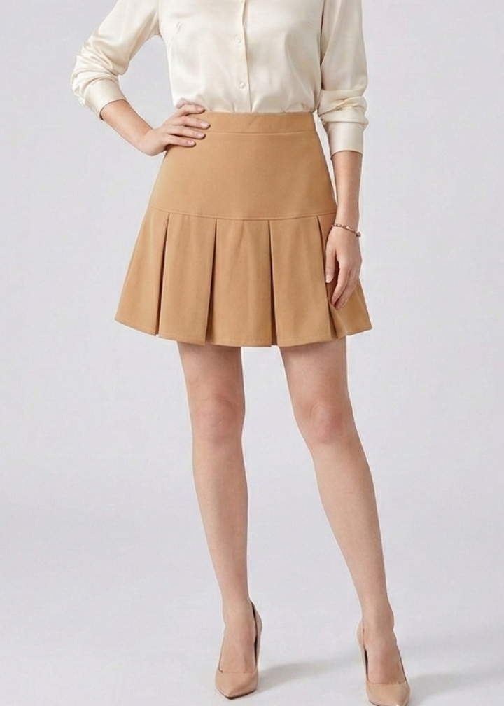 Women’s Mini Skirt with Pleats and High Waist