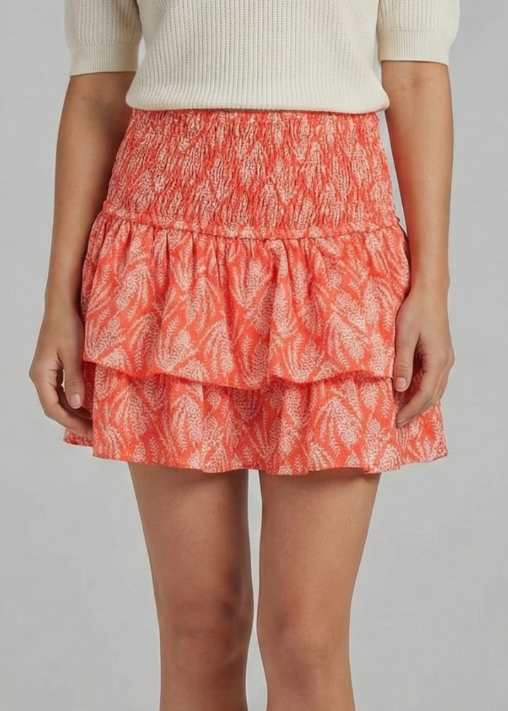 Women’s Mini Skirt with Shirred Waist and Ruffle Layers