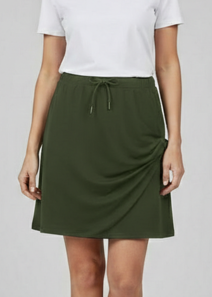 Women’s Skirt with Drawstring Waist and Built-In Shorts