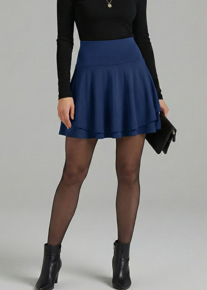 Women’s Skirt with High Waist and Built-In Shorts