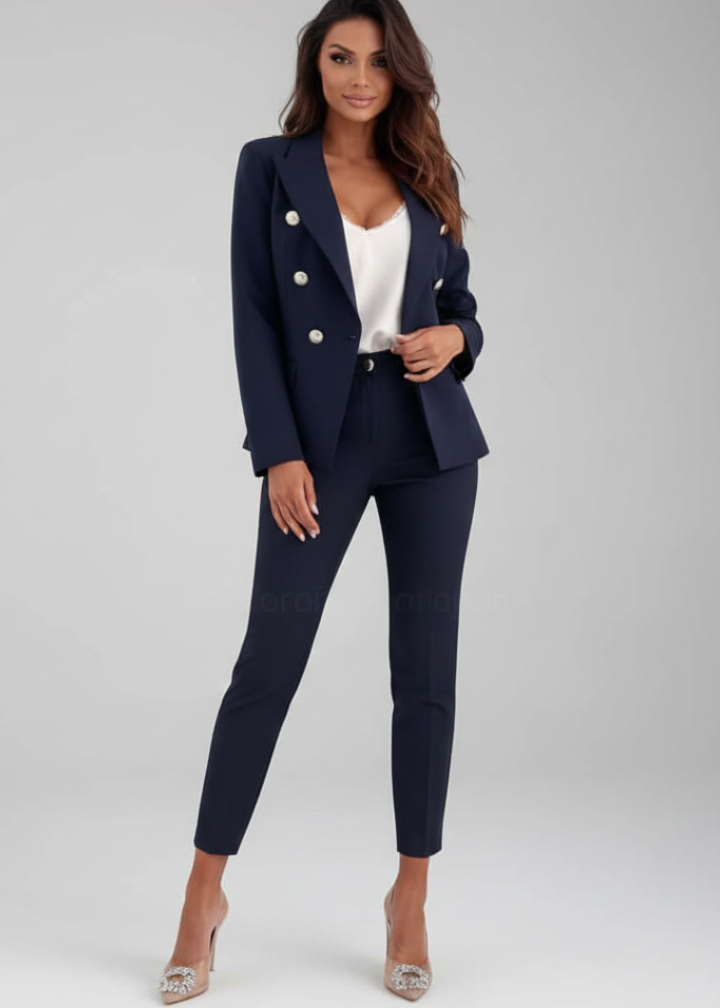 Charlotte | Women’s Suit Set with Buttoned Jacket and Straight-Leg Trousers
