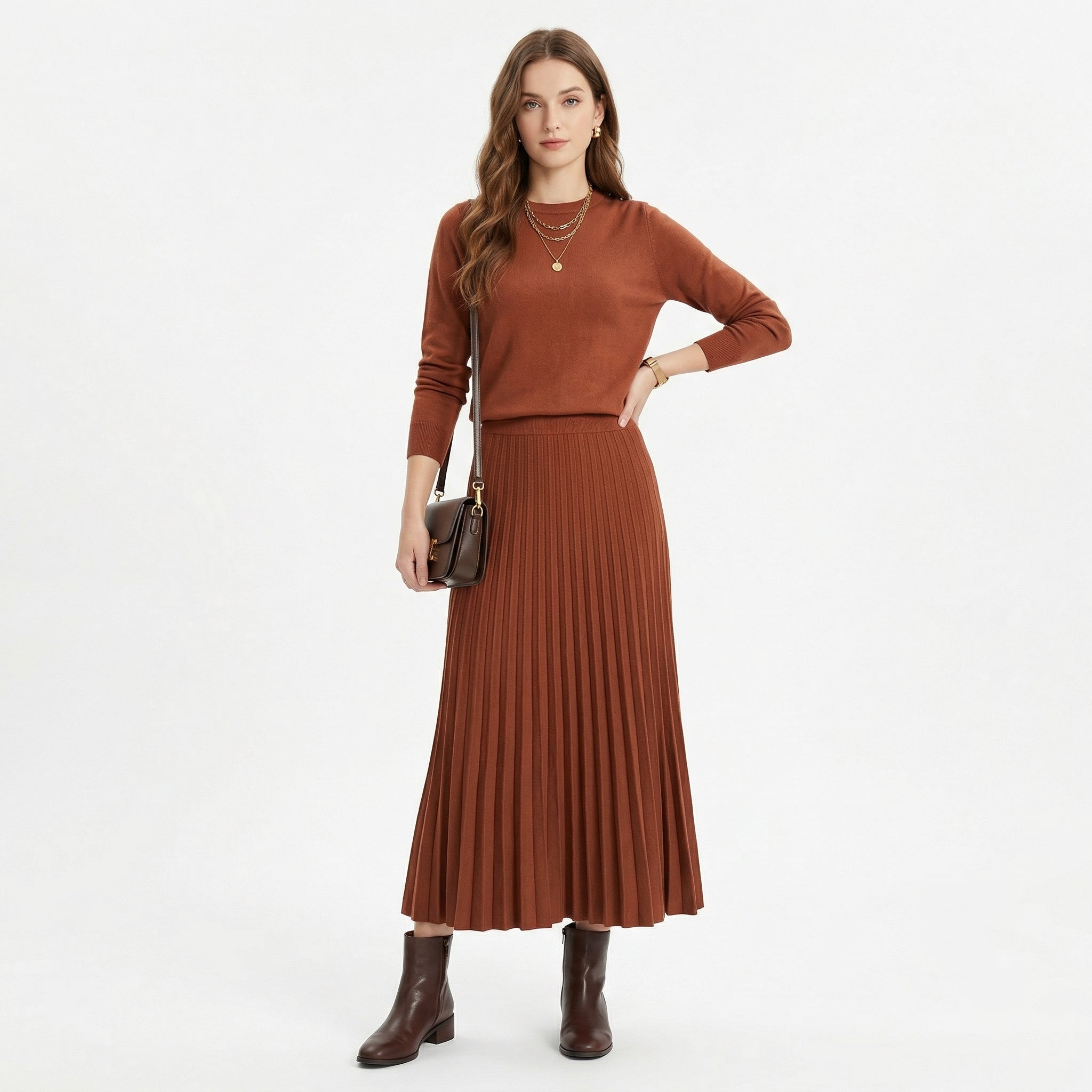 Filipa | Knit Set and Pleated Skirt