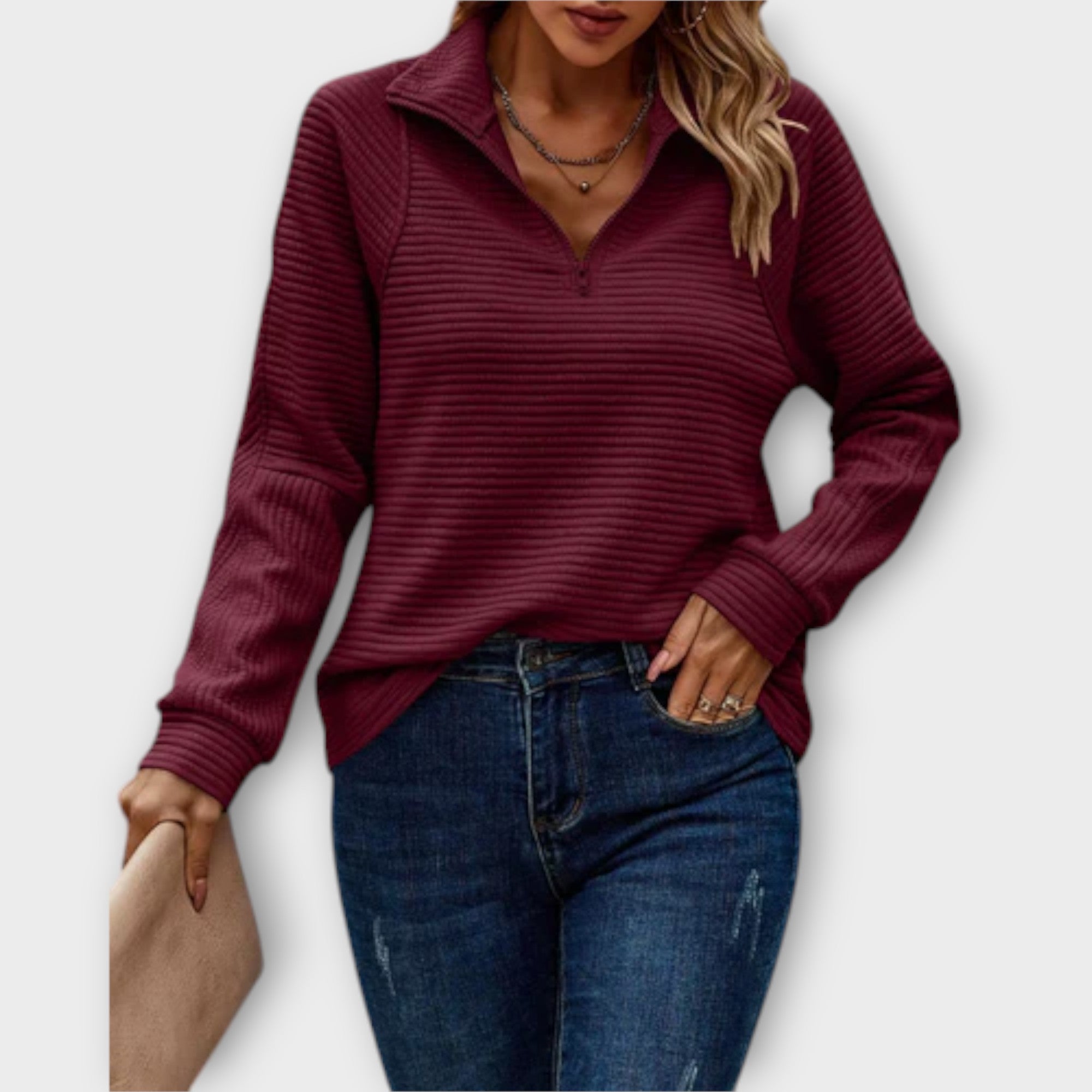 Lenka | Elegant Jumper with Polo Zip