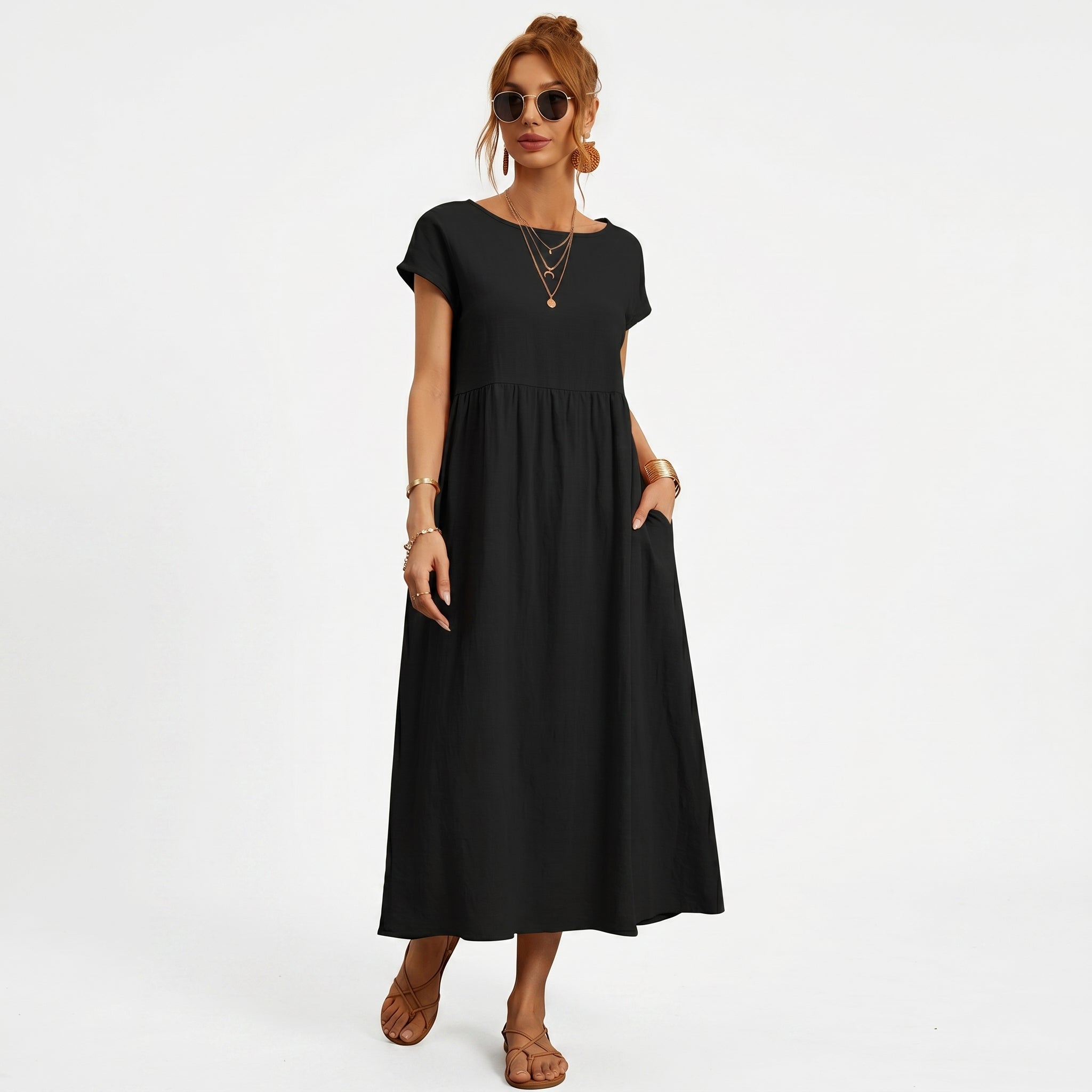 Vivienne | Midi Cotton Dress with Pockets