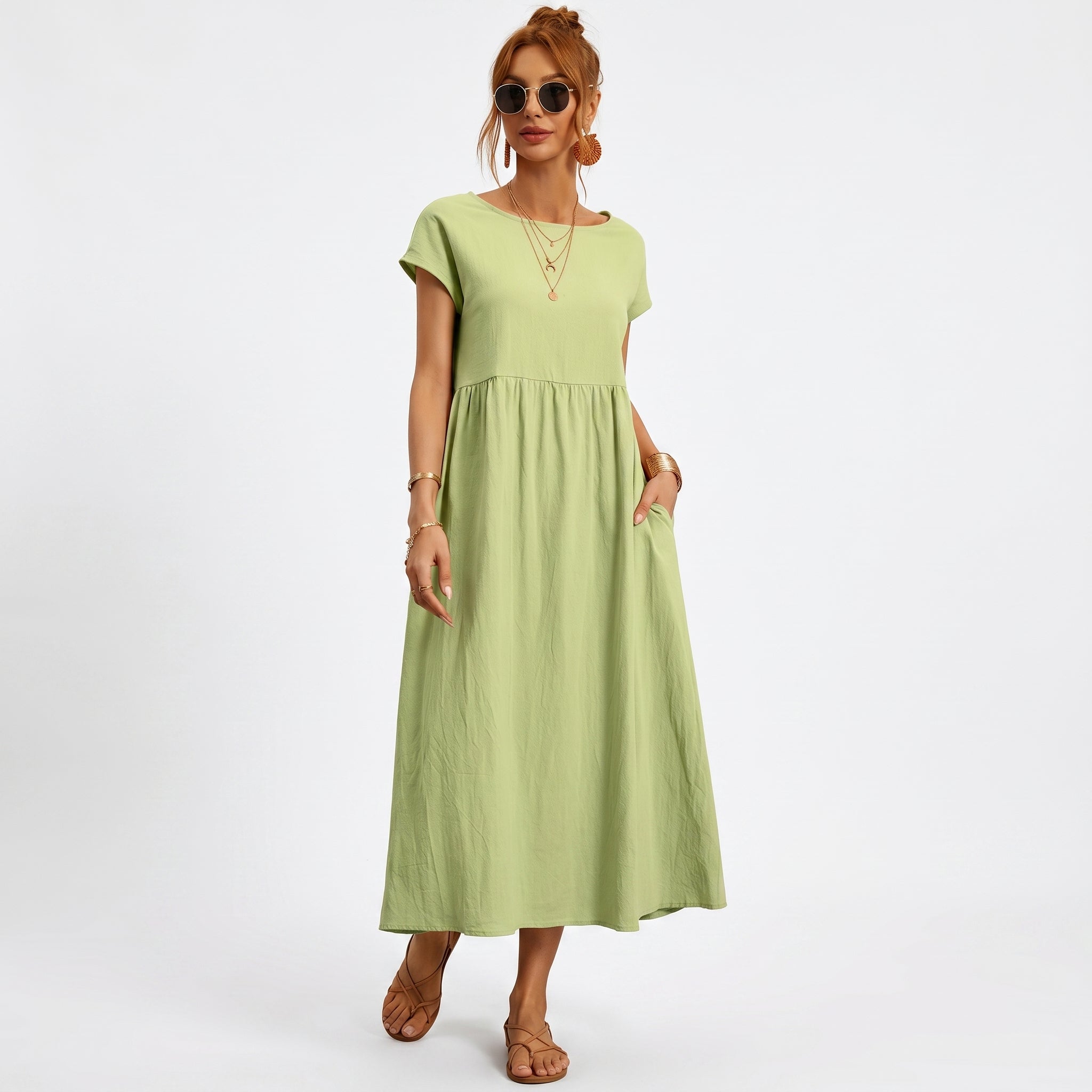 Vivienne | Midi Cotton Dress with Pockets