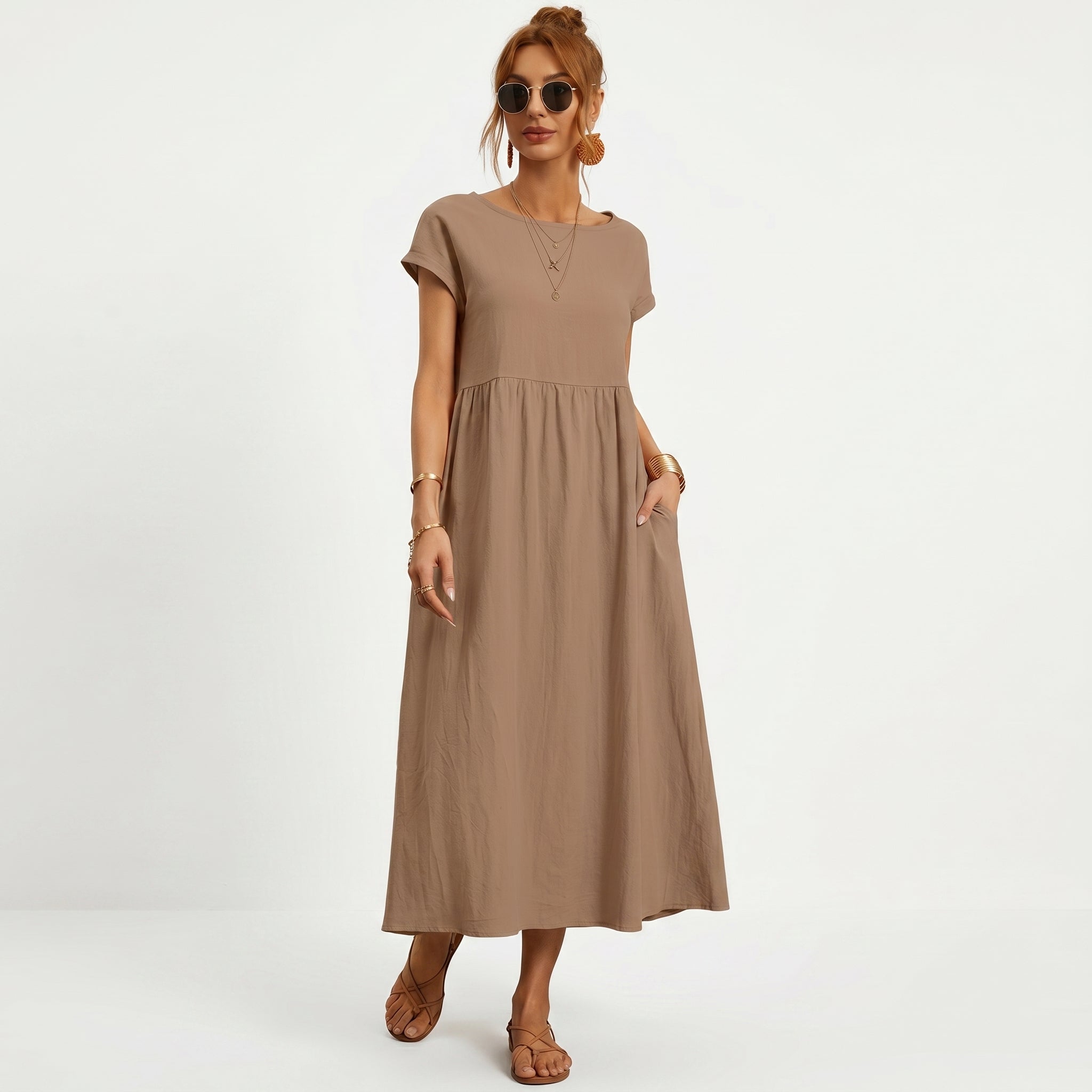 Vivienne | Midi Cotton Dress with Pockets