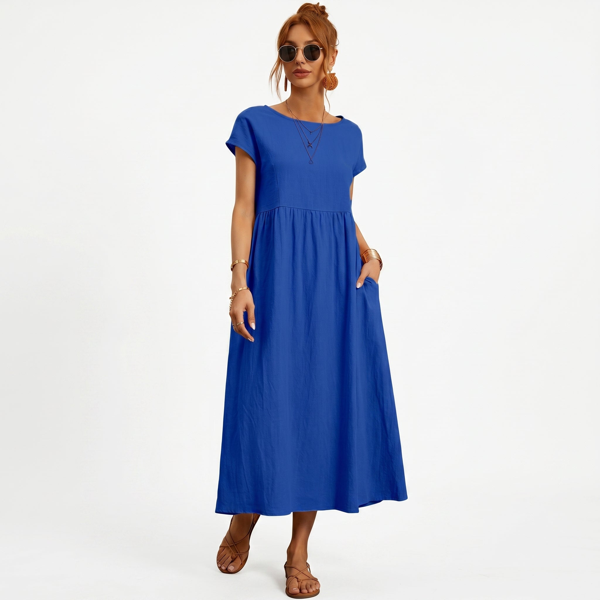Vivienne | Midi Cotton Dress with Pockets