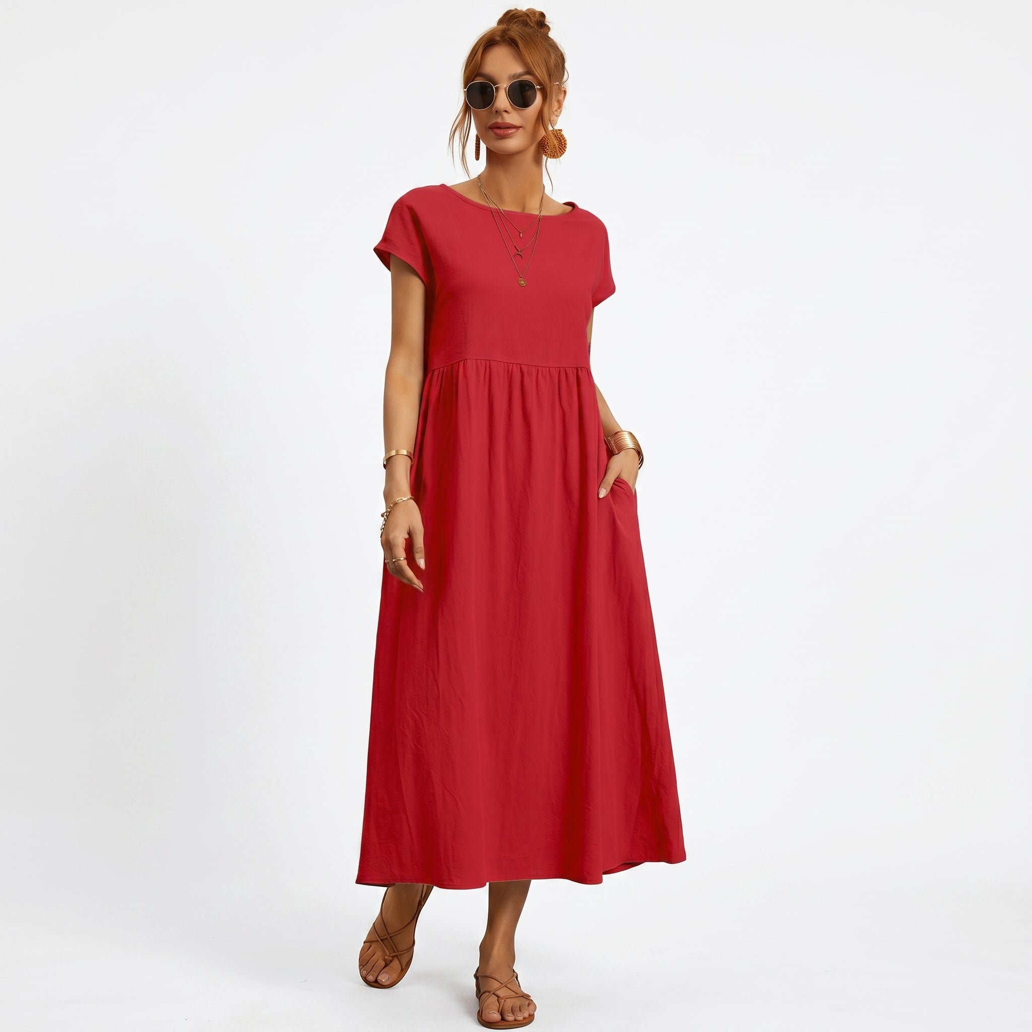 Vivienne | Midi Cotton Dress with Pockets