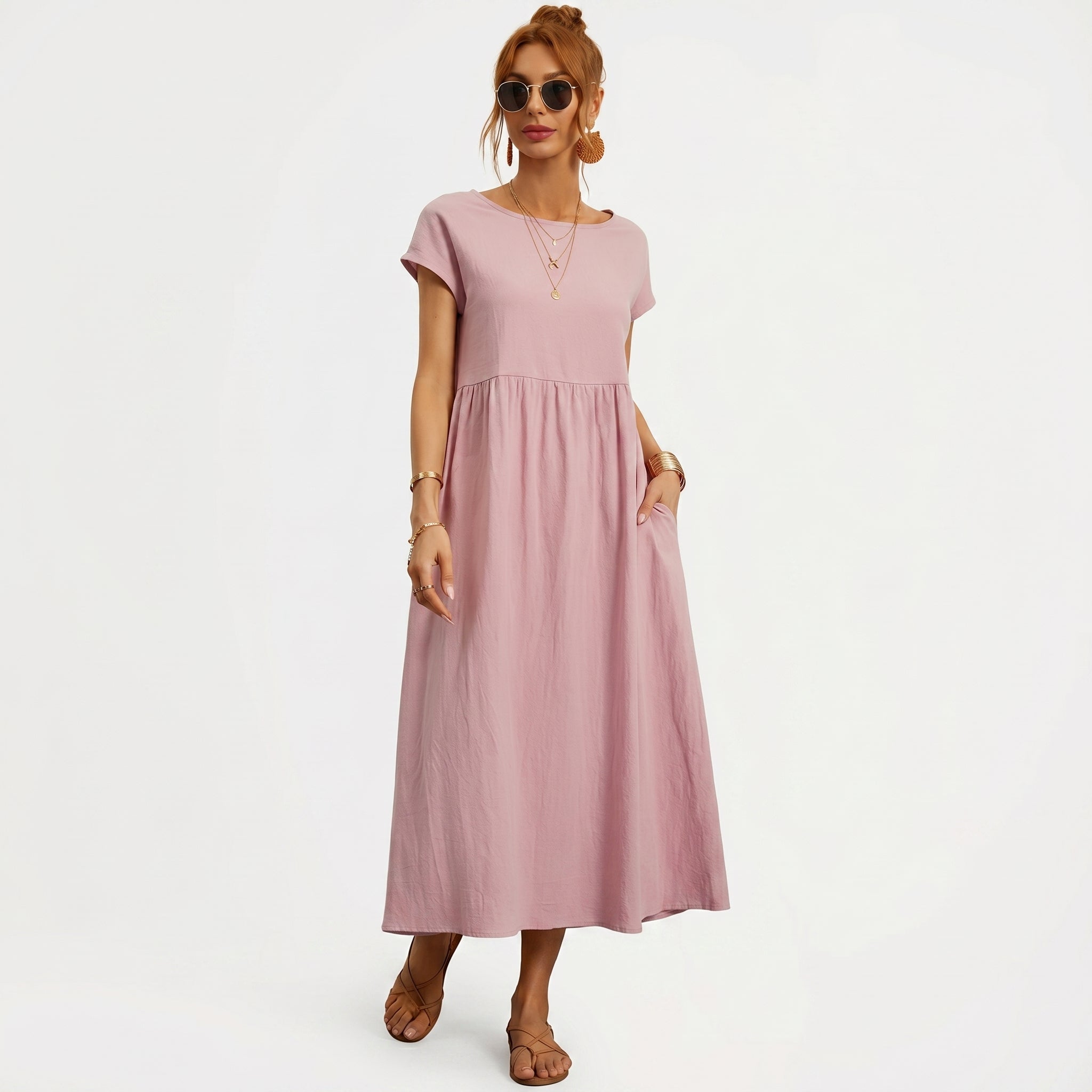Vivienne | Midi Cotton Dress with Pockets