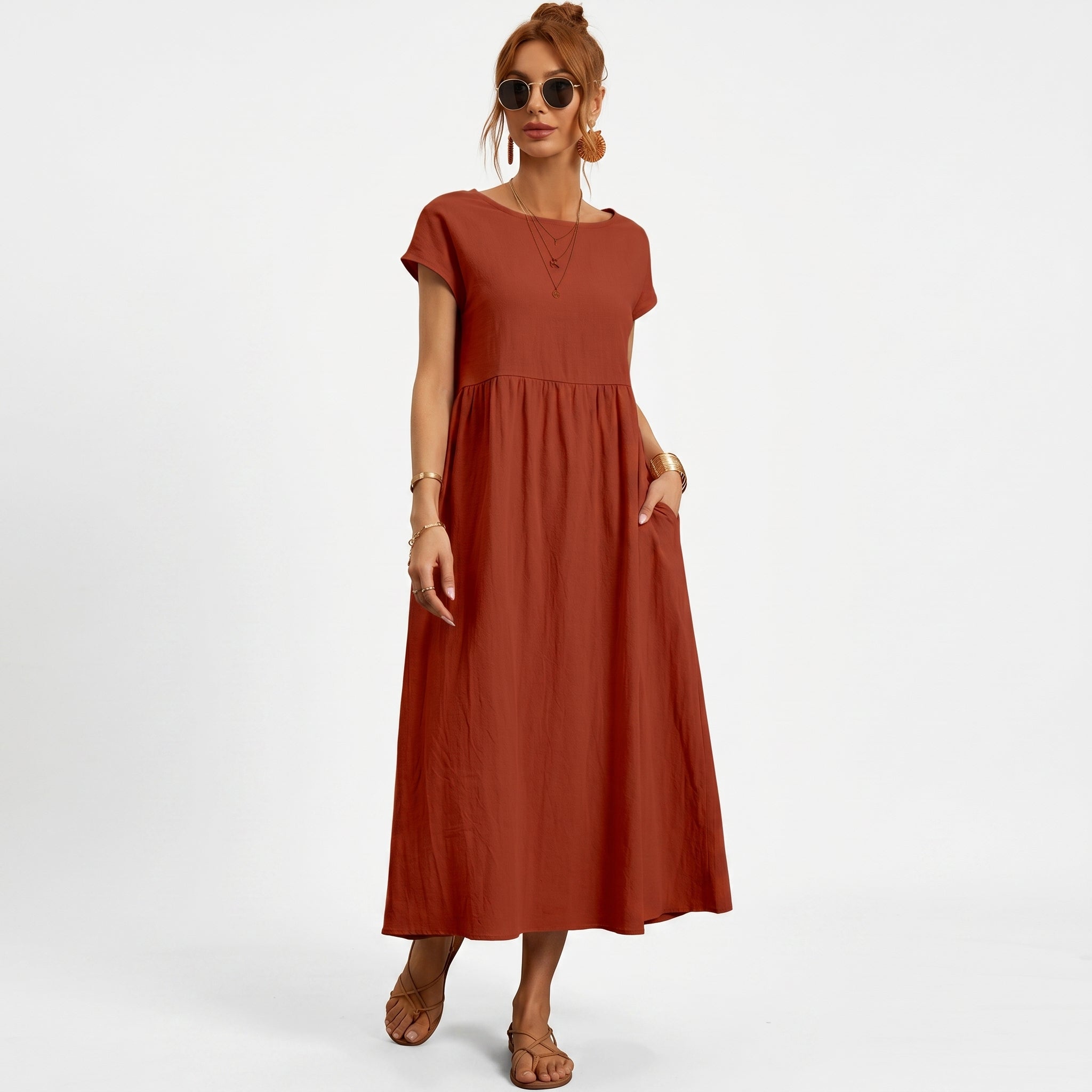 Vivienne | Midi Cotton Dress with Pockets