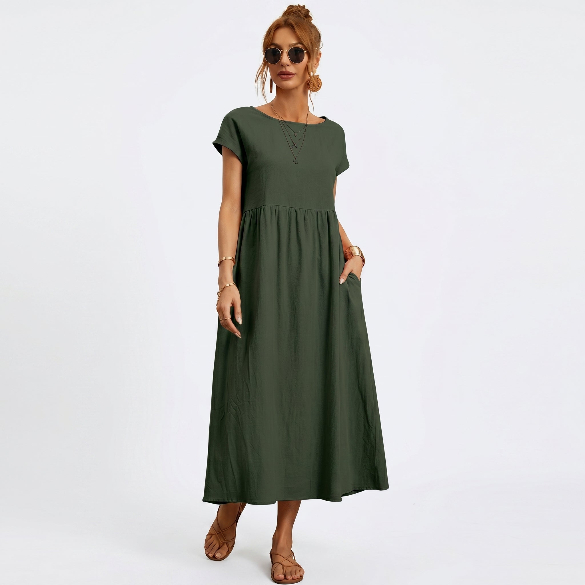 Vivienne | Midi Cotton Dress with Pockets