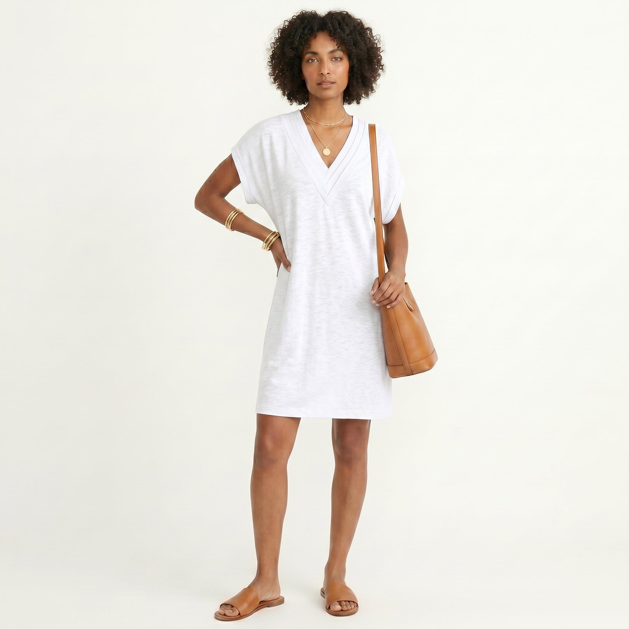 Camila | Short Flowing Dress with Structured V-Neck