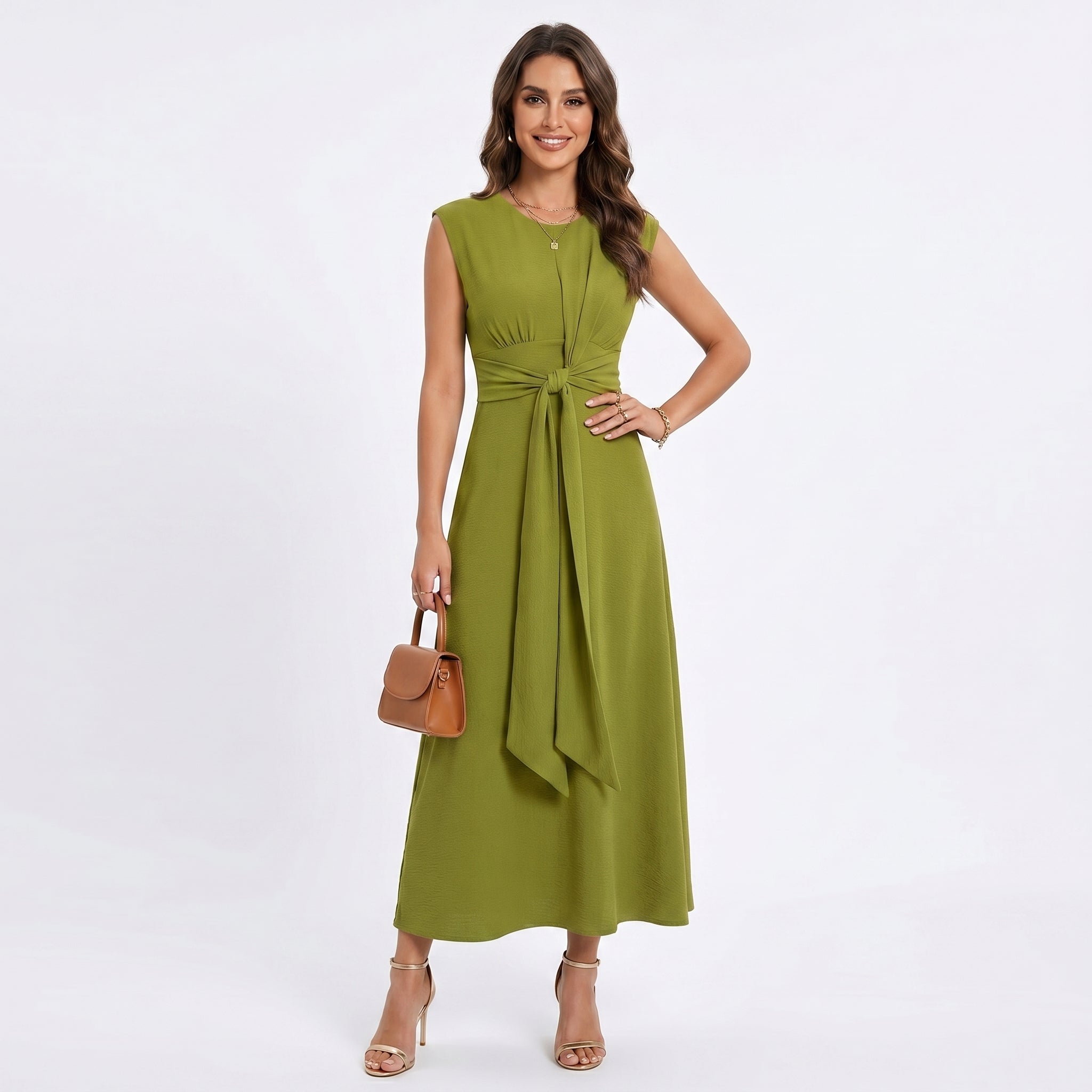 Emilie | Elegant sleeveless maxi dress with round neckline
