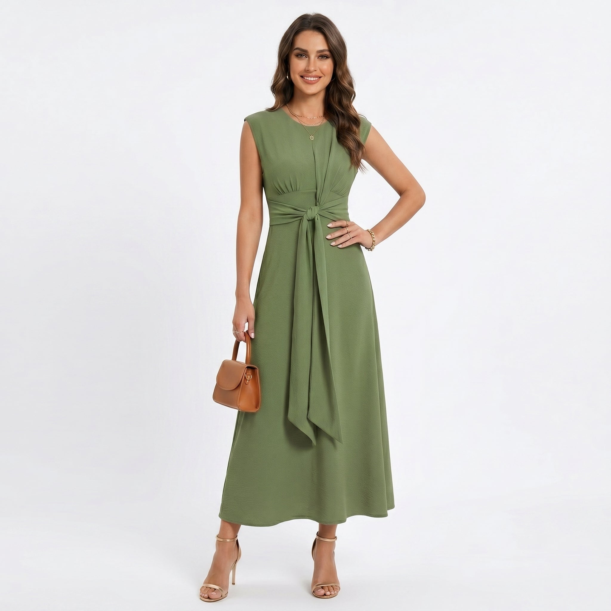 Emilie | Elegant sleeveless maxi dress with round neckline