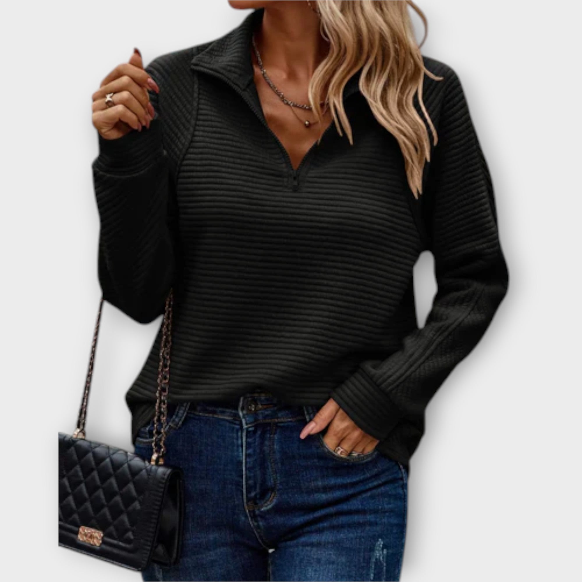 Lenka | Elegant Jumper with Polo Zip